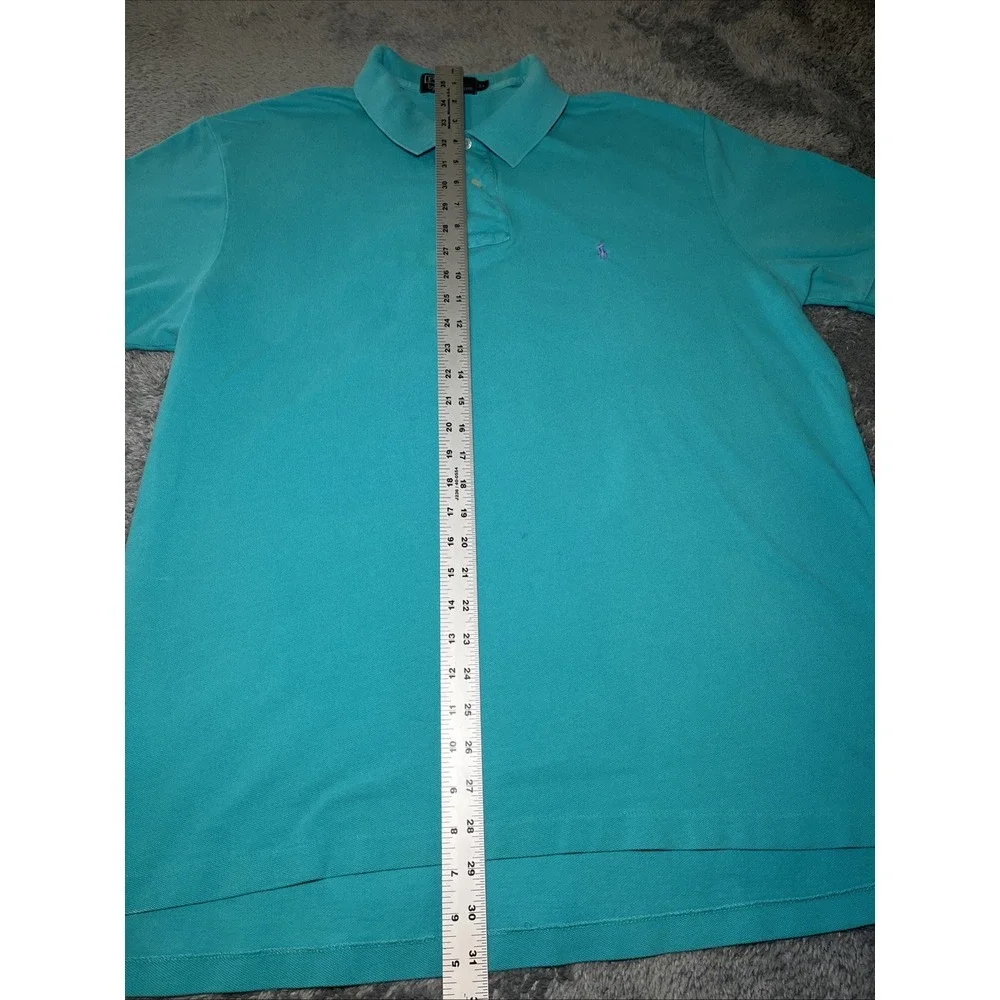 VTG Polo By Ralph Lauren Men's SZ XL Short Sleeve Aqua Blue Polo Lavender Pony